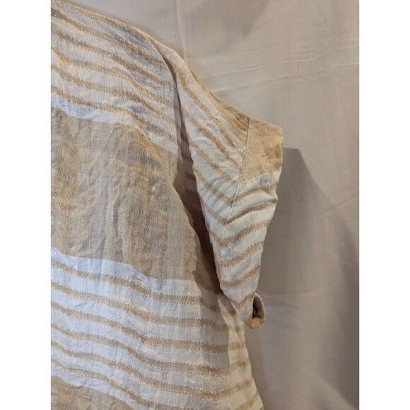 Anthropologie Akemi + Kin 100% Linen Tunic Oversized Coverup Sleeve Striped Sz M - Picture 10 of 10